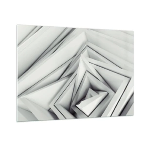 Cuadro sobre vidrio - Impresiones sobre Vidrio - Formas geométricas tridimensionales en tonos de gris. - 100x70cm - Ángulos afilados - Decoración de pared moderna para salón y dormitorio ARTTOR