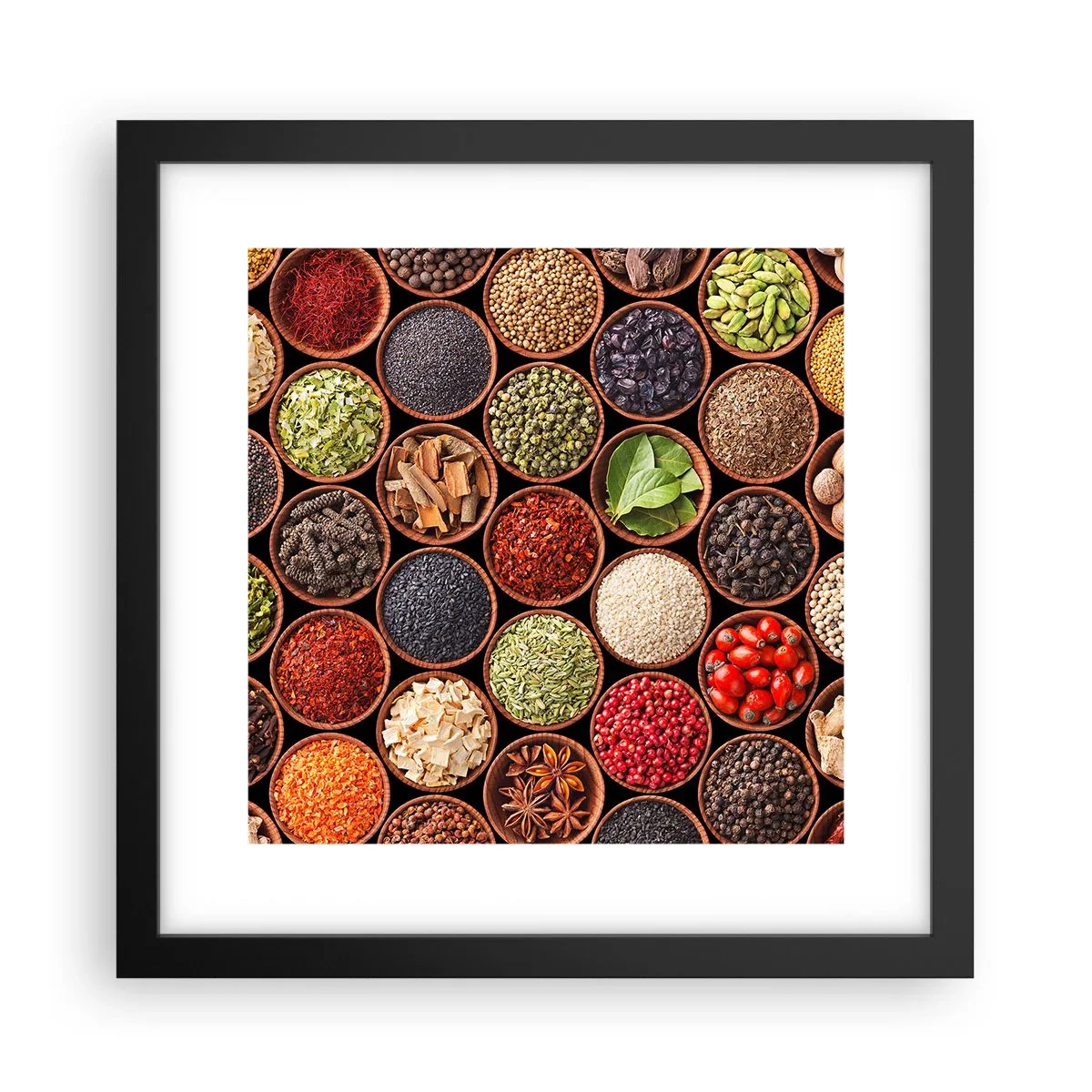 Póster en marco negro - Todos los sabores del mundo - 30x30 cm