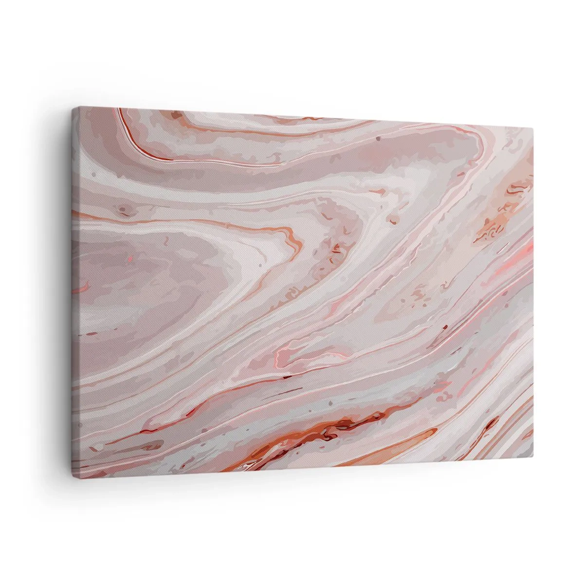 Cuadro sobre lienzo - Impresión de Imagen - Ondas abstractas en delicados tonos rosa y beige. - 70x50cm - Rosa líquido - Decoración de pared moderna para salón y dormitorio ARTTOR