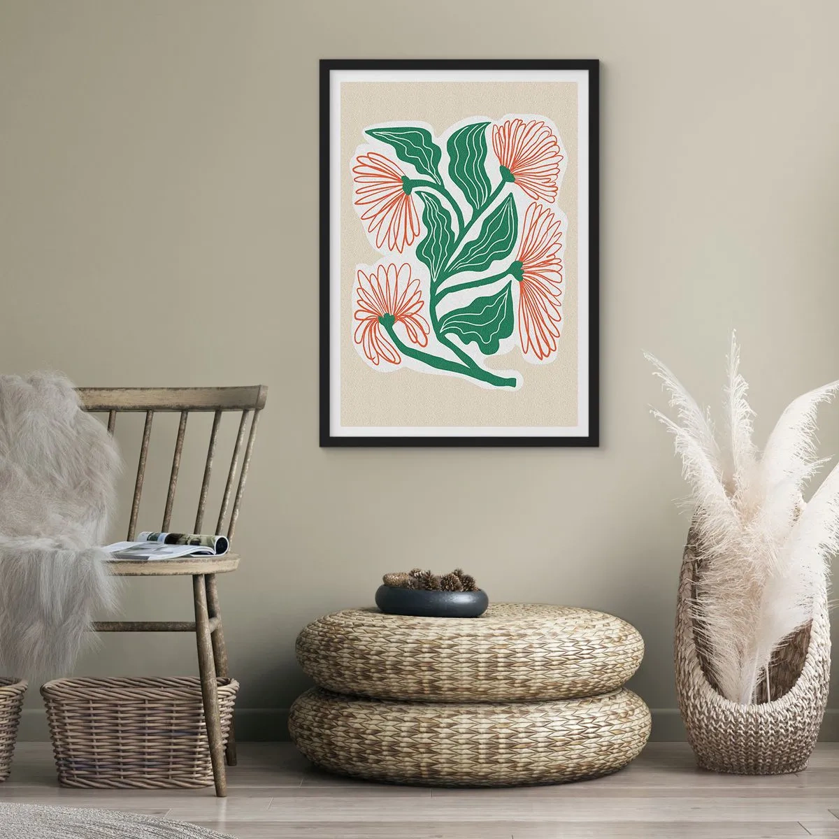 Póster en marco negro - Folclórico y moderno - 30x40 cm