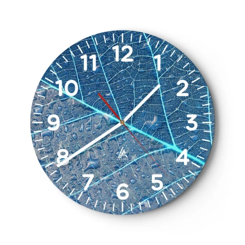 Reloj de pared - Reloj de vidrio - Vida en el azul - 40x40 cm