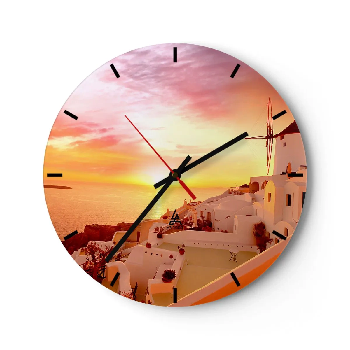 Reloj de pared - Reloj de vidrio - Blanco y dorado - 40x40 cm