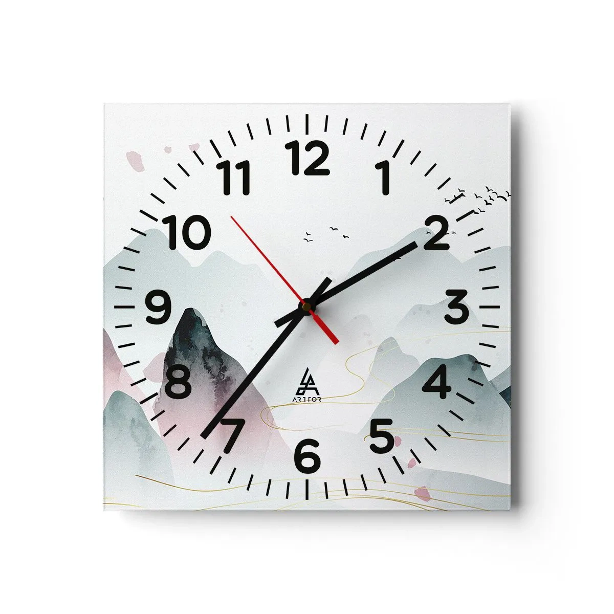 Reloj de pared - Reloj de vidrio - Sobre las cimas - 40x40 cm