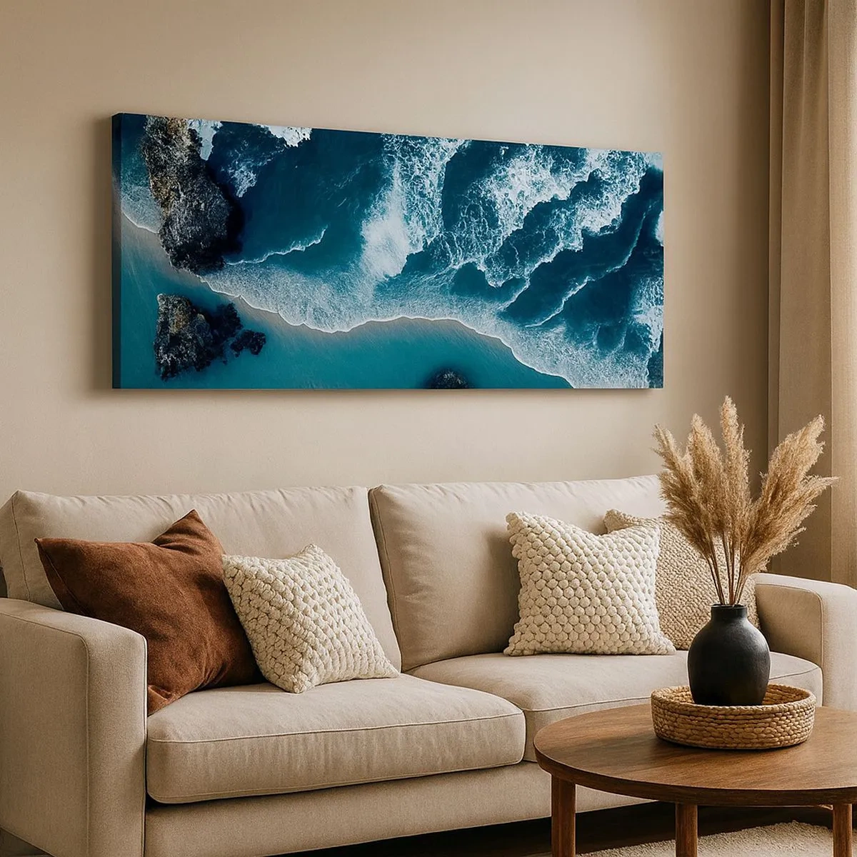 Cuadro sobre lienzo - Impresión de Imagen - Rodeadas por las olas - 100x40 cm
