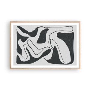 Póster en marco roble claro - Juego abstracto en un laberinto - 91x61 cm