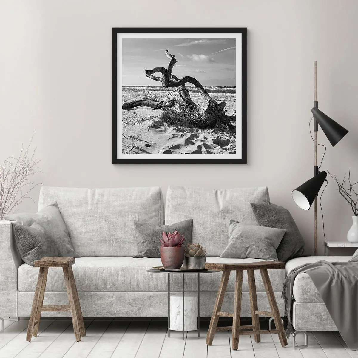 Póster en marco negro - Escultura marina - 30x30 cm
