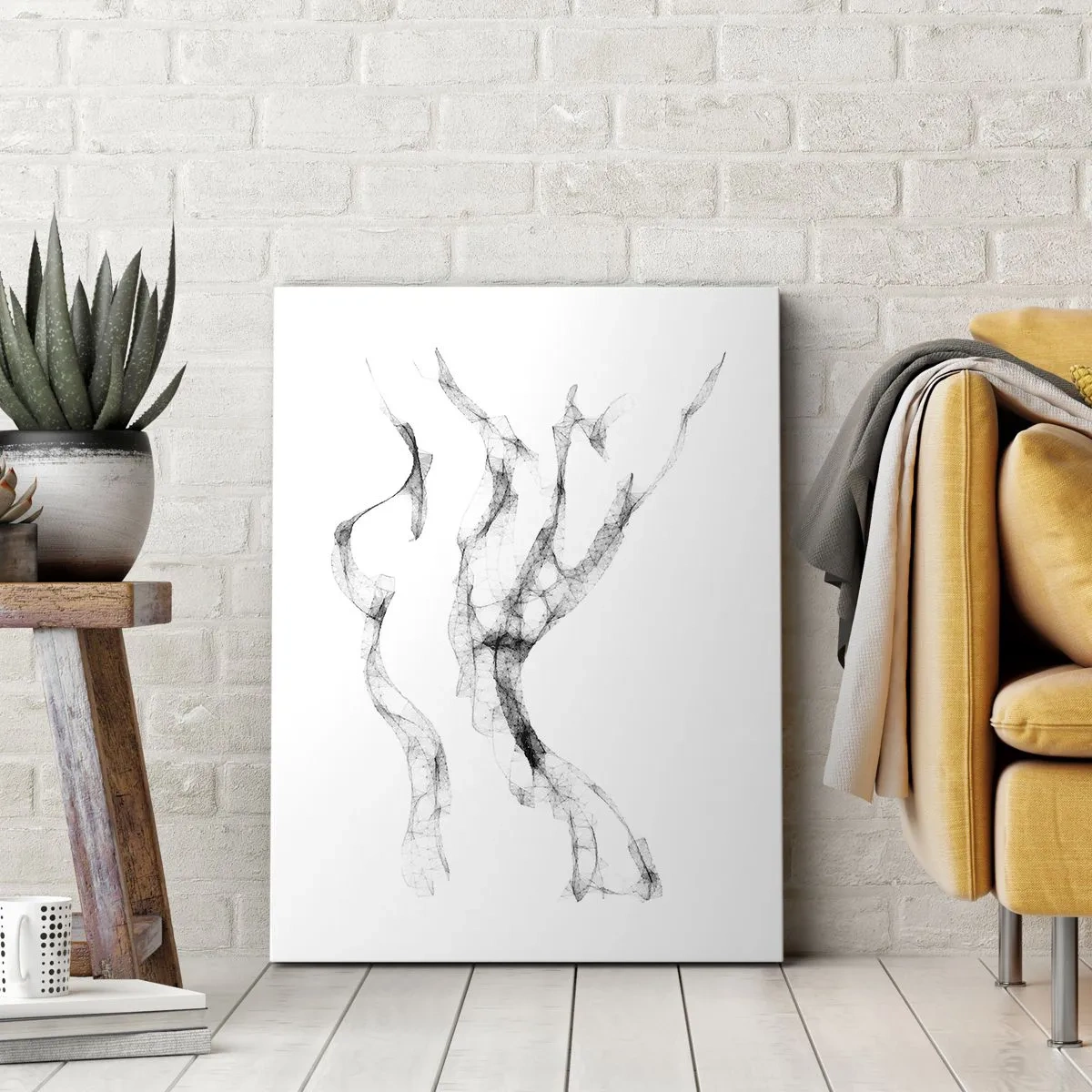 Cuadro sobre lienzo - Impresión de Imagen - Líneas delicadas y abstractas que se asemejan a estelas de humo sobre un fondo claro. - 80x120cm - Hermosa y fuerte - Decoración de pared moderna para salón y dormitorio ARTTOR