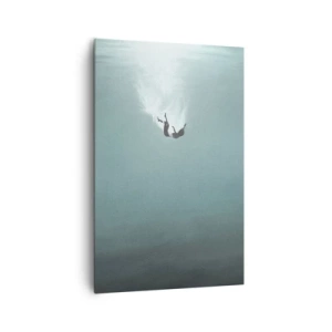 Cuadro sobre lienzo - Impresión de Imagen - Una figura sumergida en aguas turquesas profundas. - 80x120cm - En el abrazo del océano - Decoración de pared moderna para salón y dormitorio ARTTOR