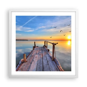 Póster en marco blanco - Caminando hacia el sol - 50x50 cm