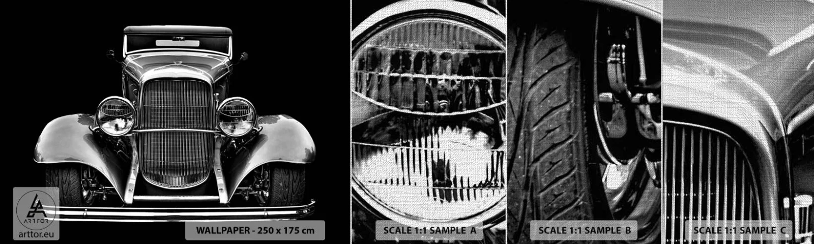 Muestra de fotomural Premium Canvas - Un verdadero caballero - Retro, Auto, Clásico - 100x30 cm