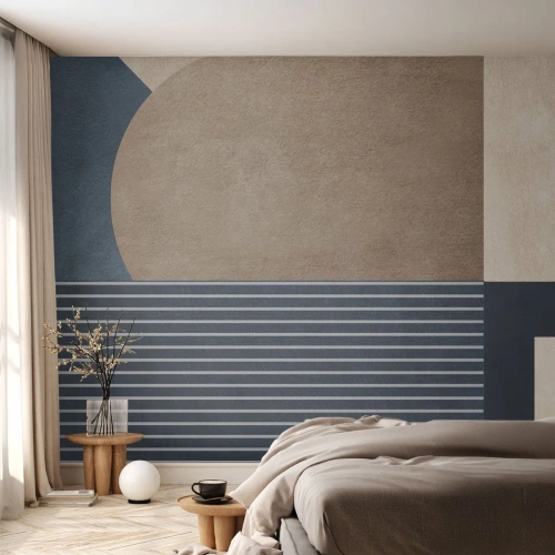 Fotomural Standard Eco - Una composición moderna de líneas simples y formas geométricas. - 100x70cm - Composición de sencillez y redondez - Decoración de pared moderna para salón y dormitorio ARTTOR