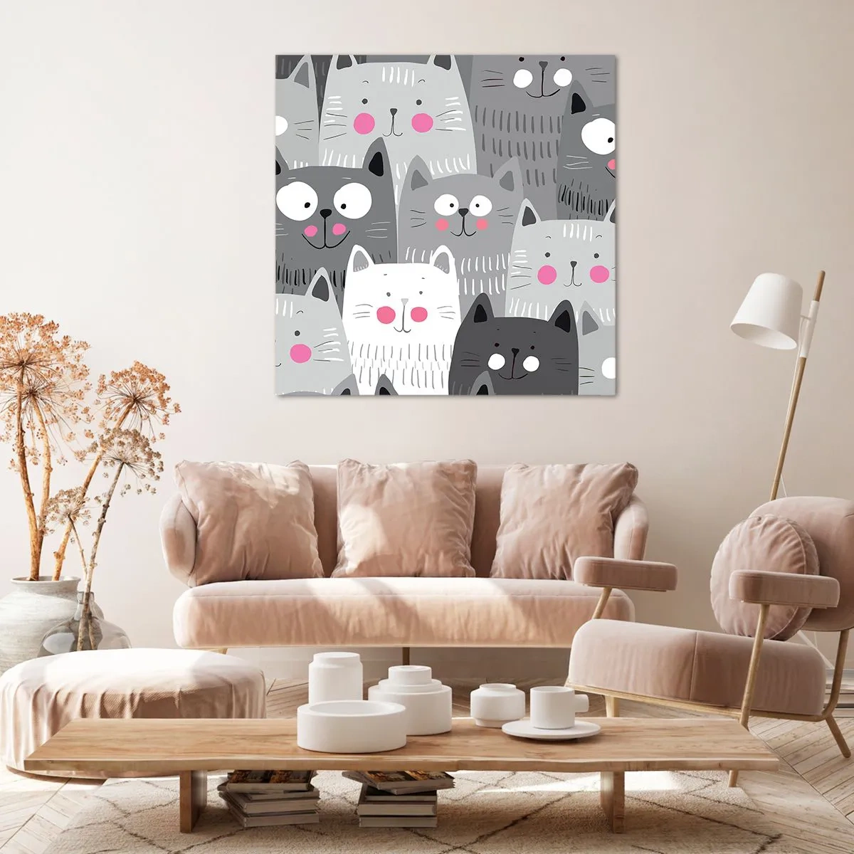 Cuadro sobre lienzo - Impresión de Imagen - El mundo de los gatos - 30x30 cm