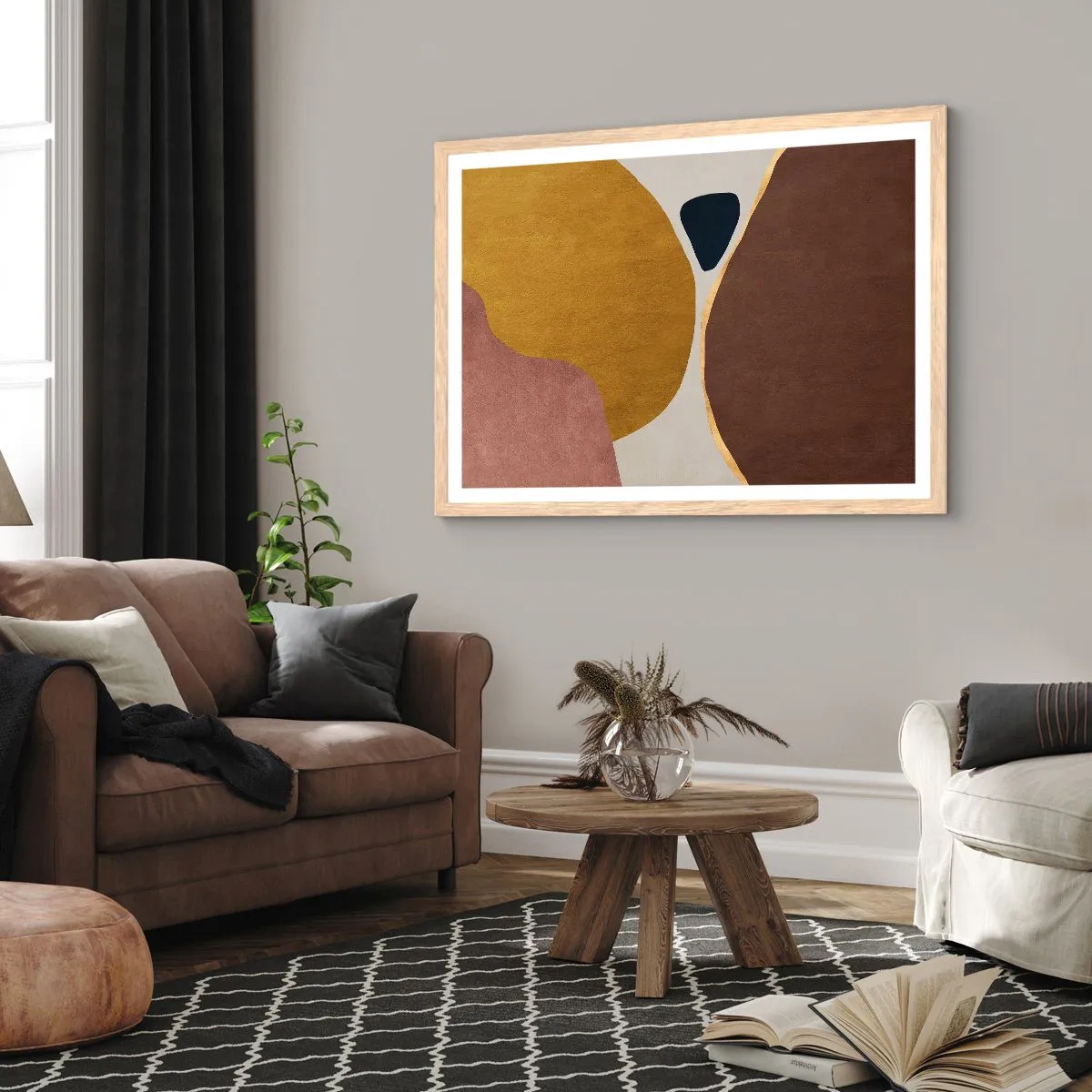 Póster en marco roble claro - Abstracción - un lugar en el espacio - 91x61 cm