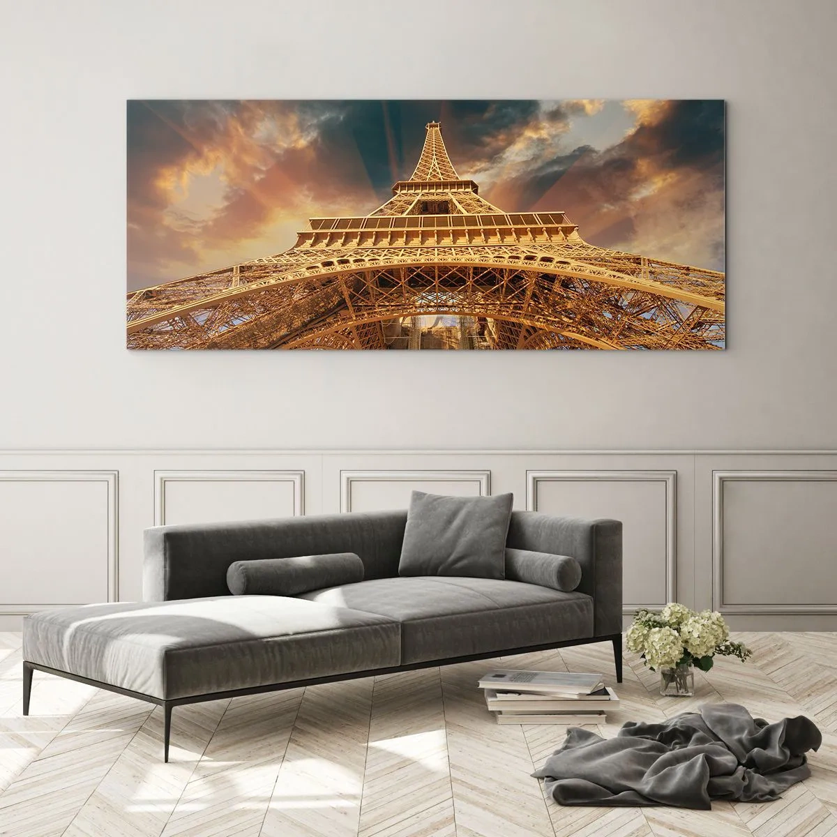 Cuadro sobre vidrio - Impresiones sobre Vidrio - Mientras la humanidad alcanza el cielo - 100x40 cm