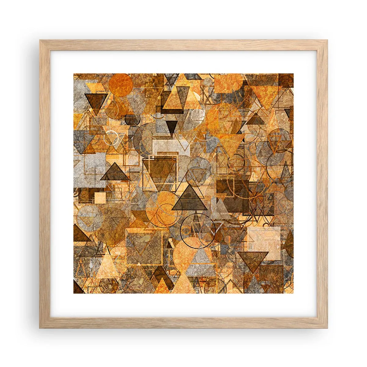 Póster en marco roble claro - El mundo en formas - 40x40 cm