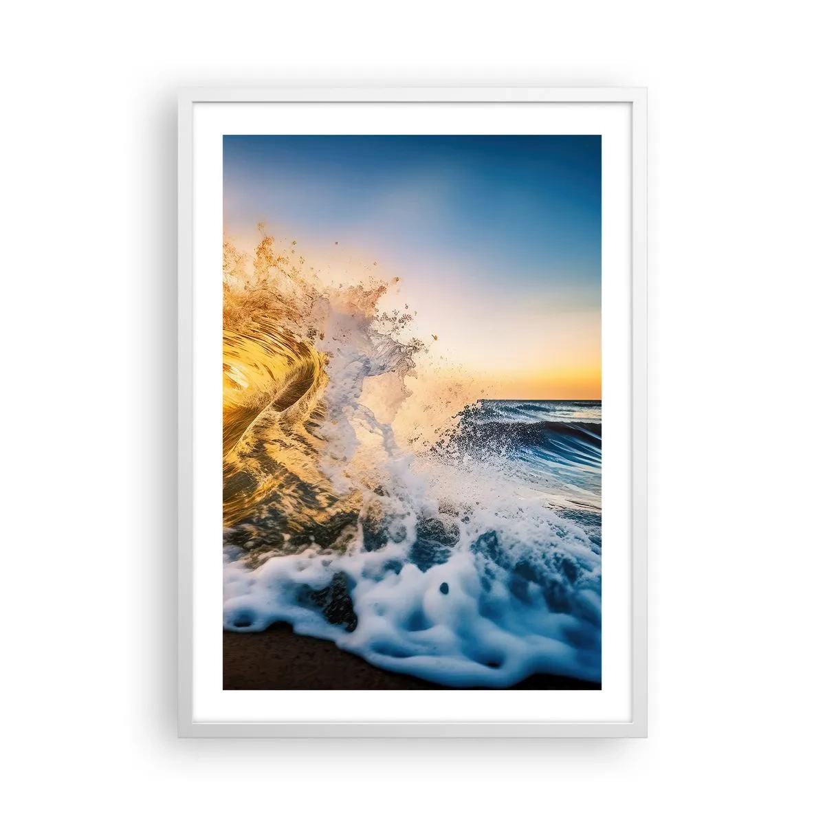 Póster en marco blanco - Jugando en la arena - 50x70 cm