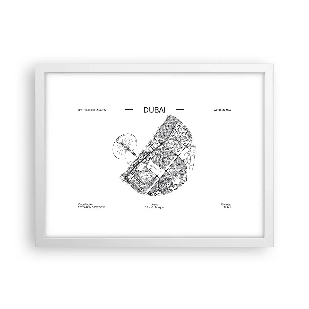 Póster en marco blanco - Anatomía de Dubái - 40x30 cm