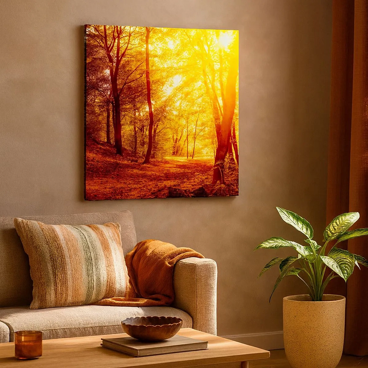 Cuadro sobre lienzo - Impresión de Imagen - Hacia un claro de oro - 30x30 cm