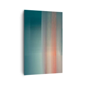 Cuadro sobre lienzo - Impresión de Imagen - Una puesta de sol en tonos pastel sobre un horizonte tranquilo. - 80x120cm - Abstracción: ondas de luz - Decoración de pared moderna para salón y dormitorio ARTTOR