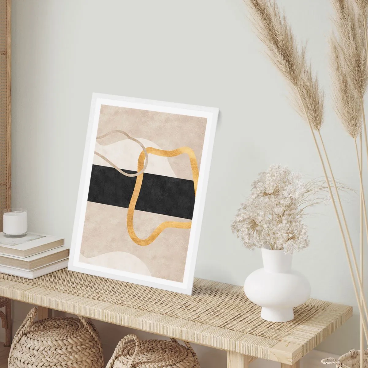 Póster en marco blanco - Formas en bucle - 61x91 cm