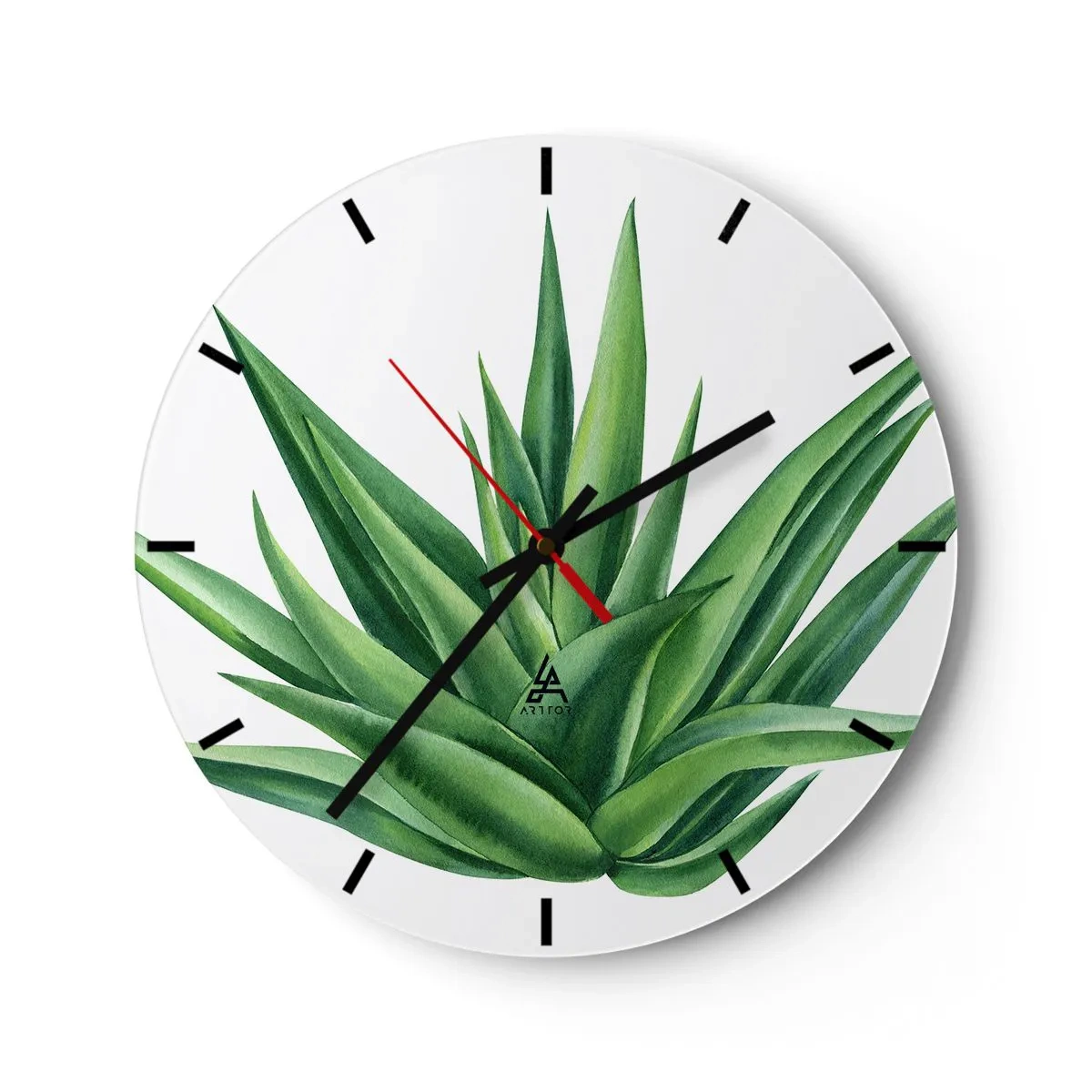 Reloj de pared - Reloj de vidrio - Verde - fuerza - vida - 40x40 cm