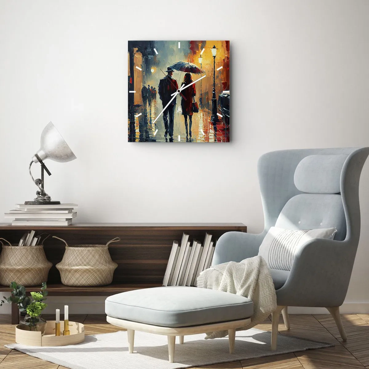 Reloj de pared - Reloj de vidrio - Historia de amor urbana - 30x30 cm