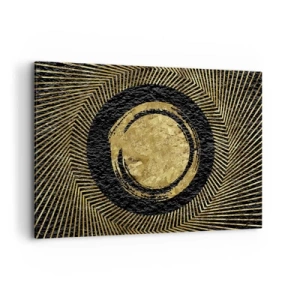 Cuadro sobre lienzo - Impresión de Imagen - Composición geométrica en negro y dorado con rayos. - 120x80cm - Composición glamour - Decoración de pared moderna para salón y dormitorio ARTTOR