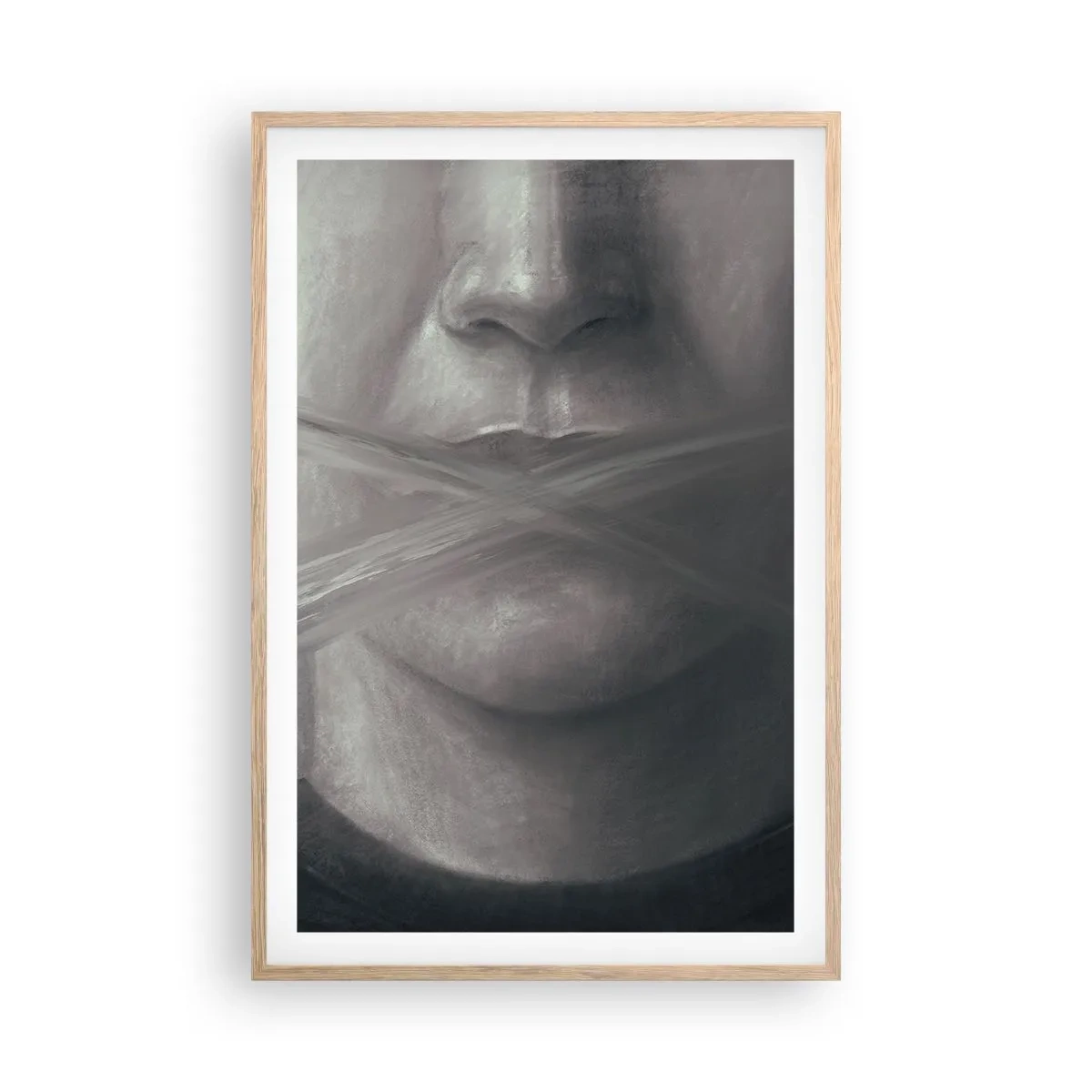 Póster en marco roble claro - Ni una palabra - 61x91 cm