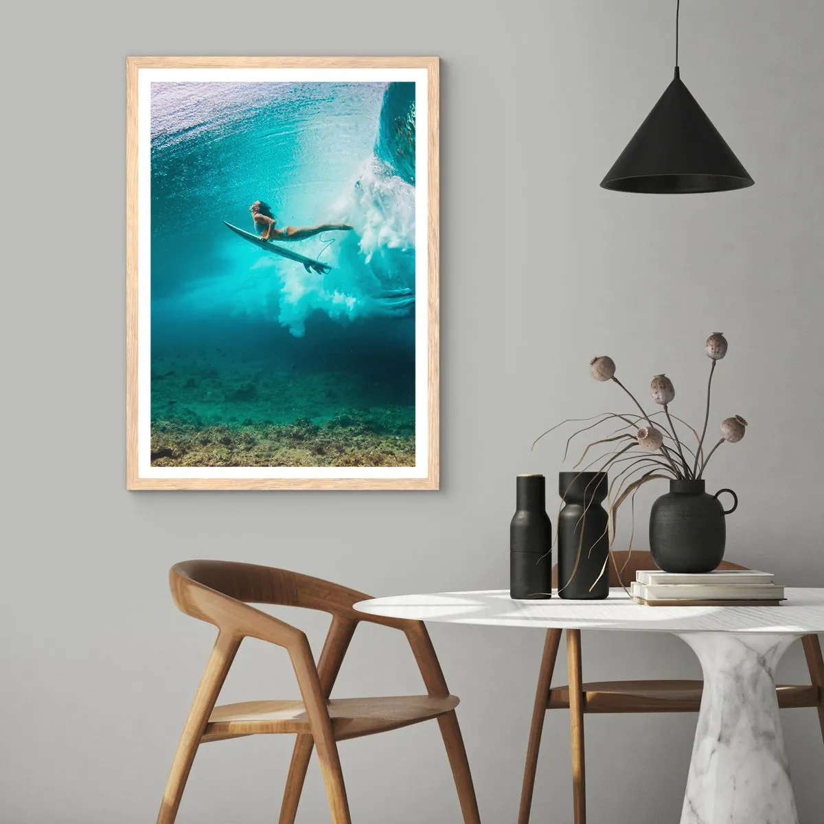 Póster en marco roble claro - Mundo submarino - 50x70 cm