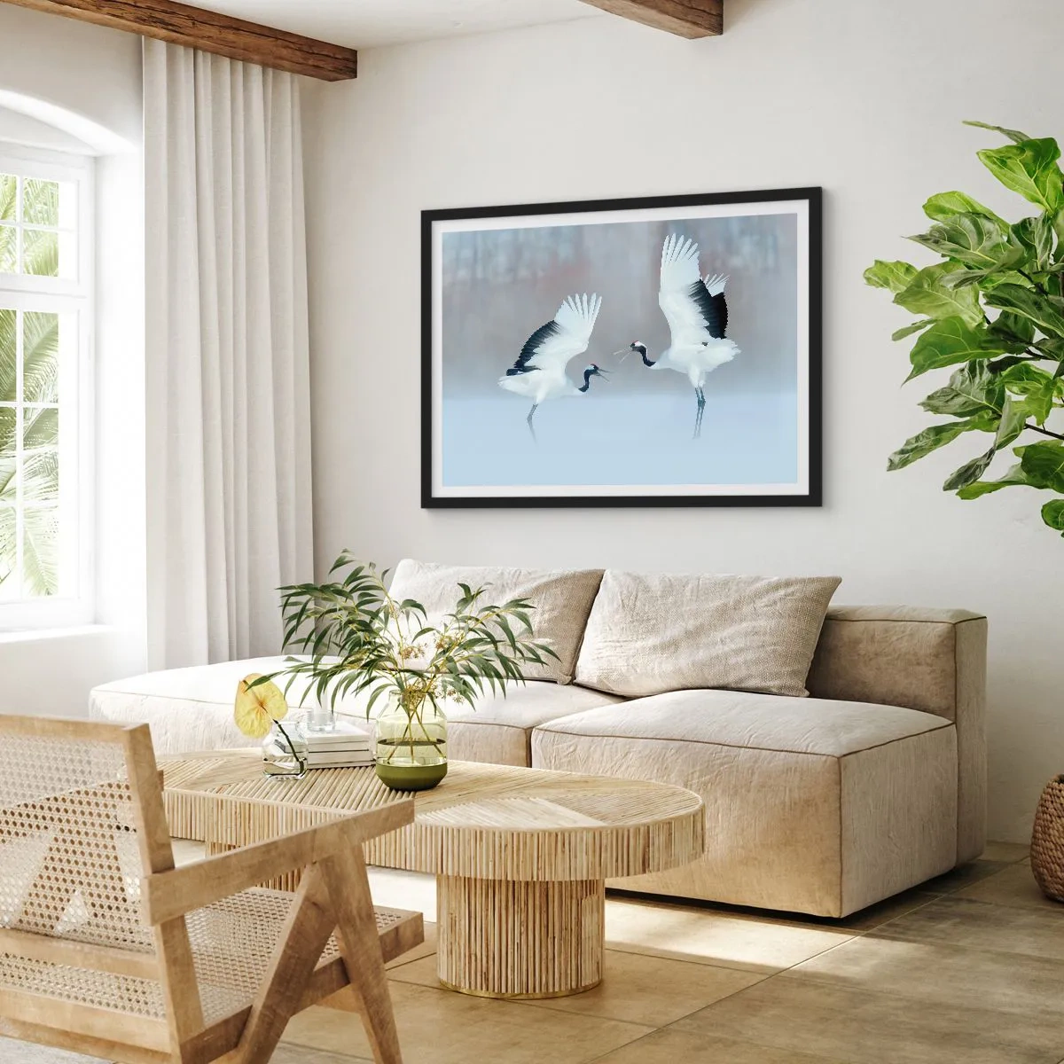 Póster en marco negro - Danza en la niebla - 40x30 cm