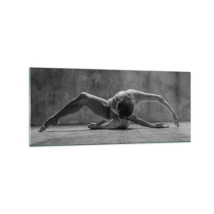 Cuadro sobre vidrio - Impresiones sobre Vidrio - Una bailarina en pose artística. - 120x50cm - Simetría encontrada - Decoración de pared moderna para salón y dormitorio ARTTOR