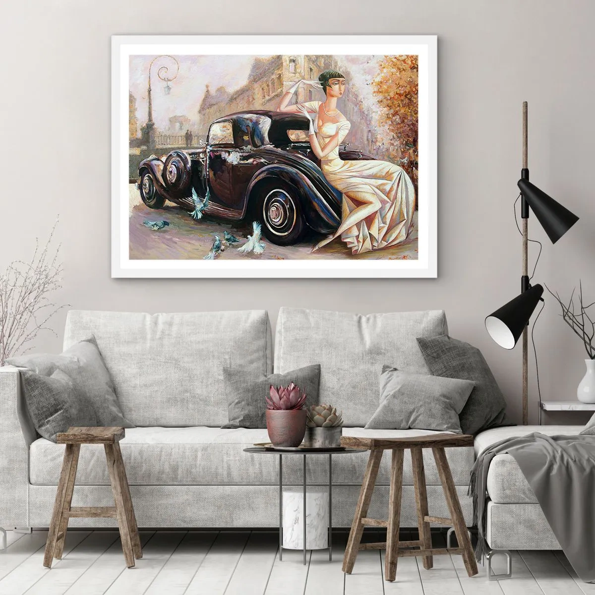 Póster en marco blanco - Elegancia retro - 100x70 cm