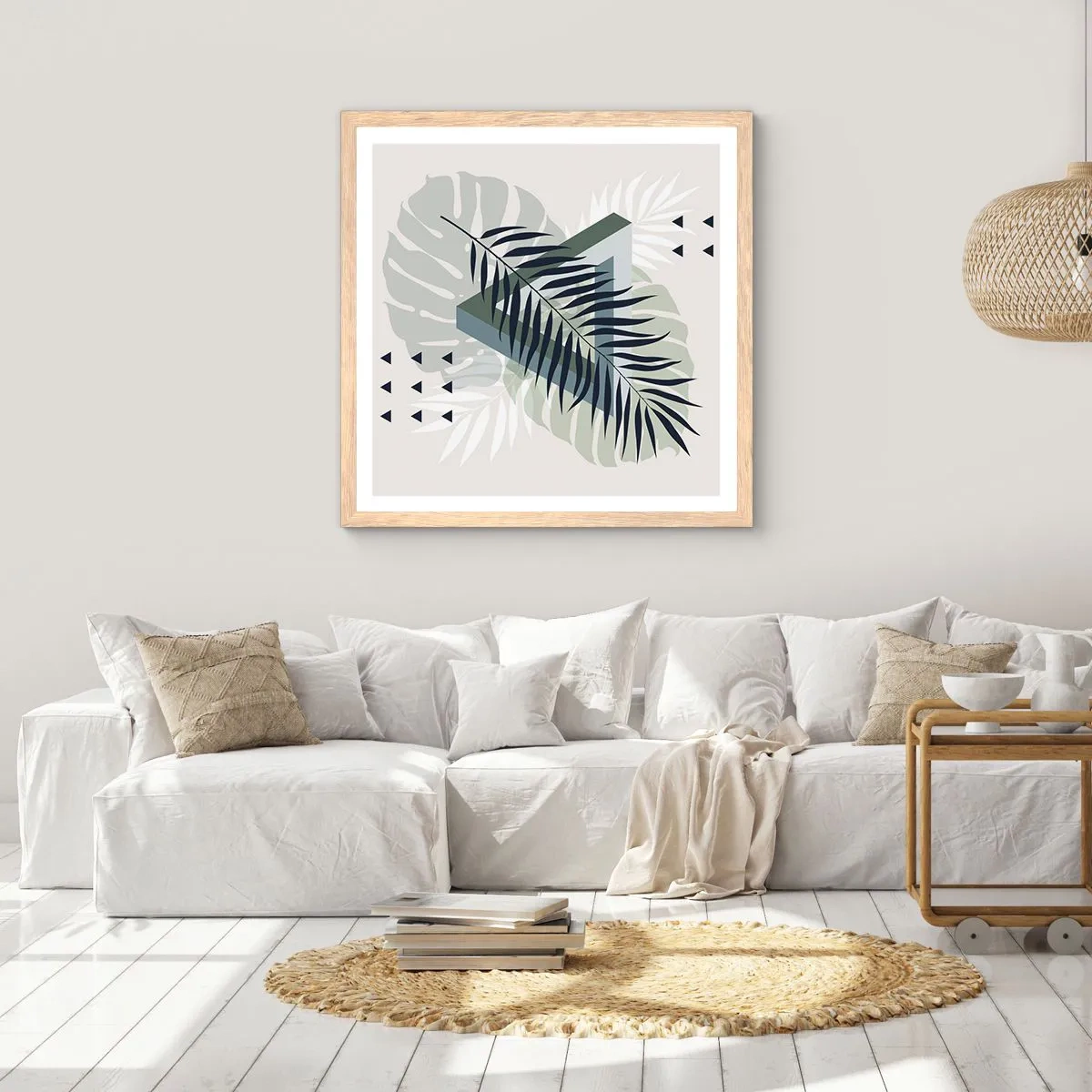 Póster en marco roble claro - Naturaleza y geometría - 50x50 cm