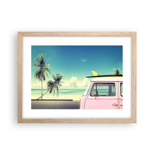 Póster en marco roble claro - Comienzan las vacaciones - 40x30 cm