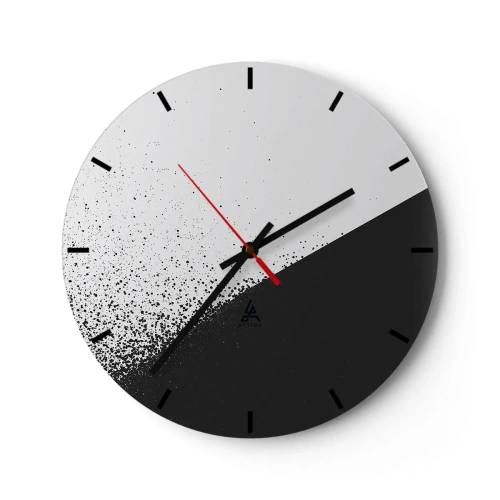 Reloj de pared - Reloj de vidrio - Composición geométrica en contraste blanco y negro. - 30x30cm - Cada vez más rápido, cada vez más alto - Decoración de pared moderna para salón, cocina y dormitorio ARTTOR