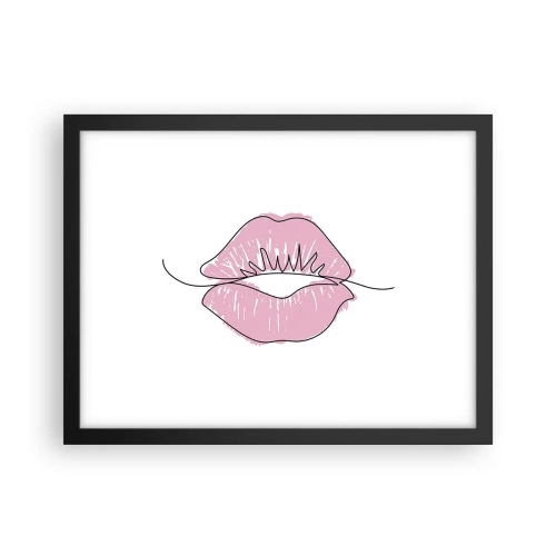 Póster en marco negro - ¿Listo para un beso? - 40x30 cm