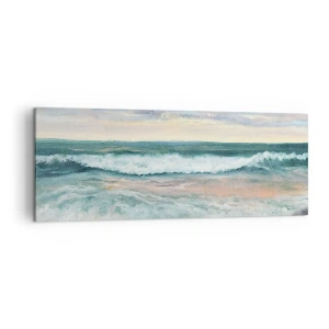 Cuadro sobre lienzo - Impresión de Imagen - Olas del mar contra un cielo nublado al atardecer - 140x50cm - Aquí suavizarás tu alma - Decoración de pared moderna para salón y dormitorio ARTTOR
