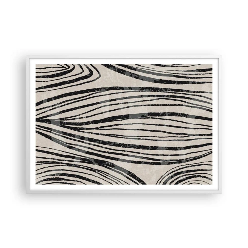 Póster en marco blanco - Salpicadura de líneas - 100x70 cm