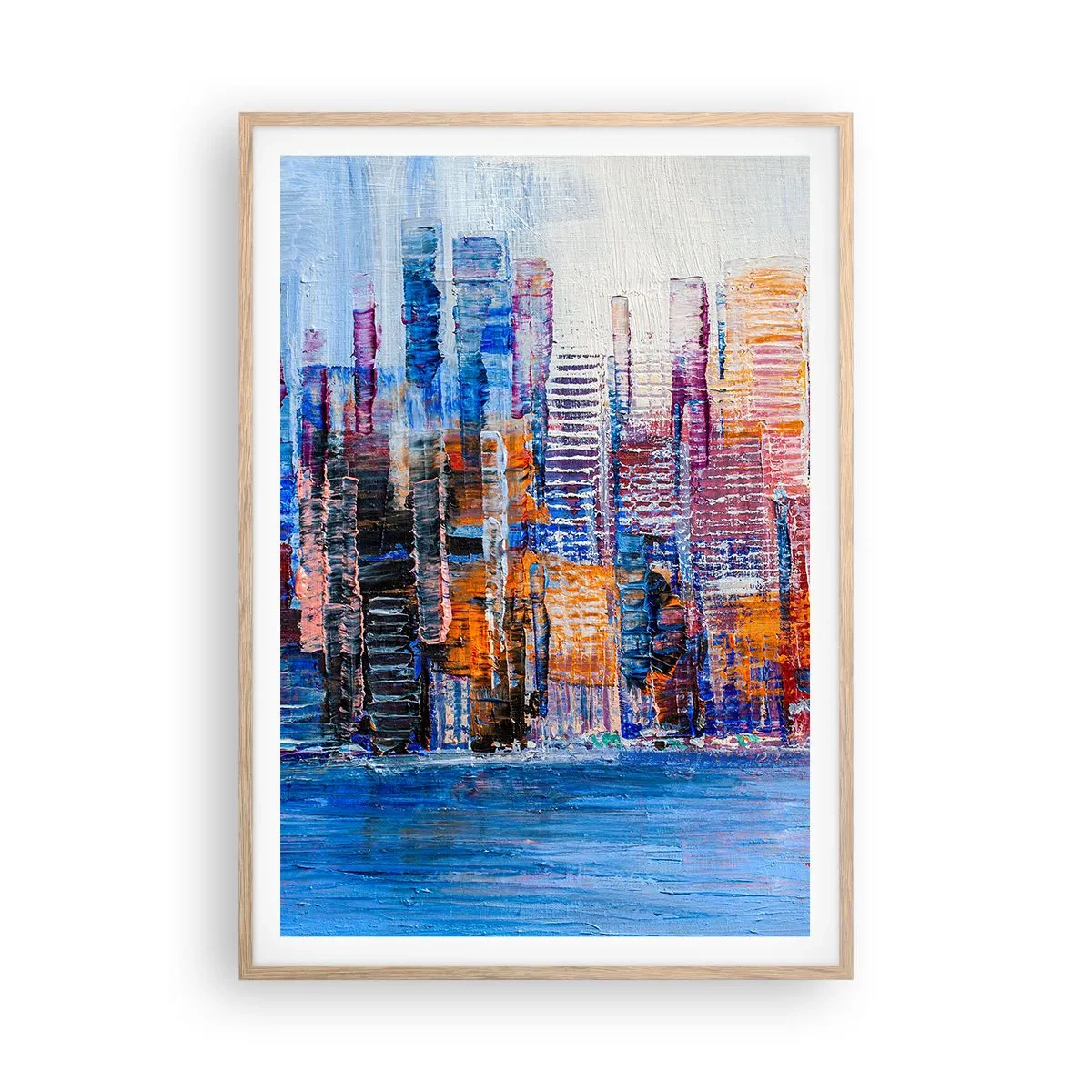 Póster en marco roble claro - Una metrópoli alegre - 70x100 cm