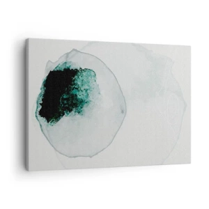 Cuadro sobre lienzo - Impresión de Imagen - Gota de agua abstracta con tonos de verde y negro. - 70x50cm - En una gota de agua - Decoración de pared moderna para salón y dormitorio ARTTOR