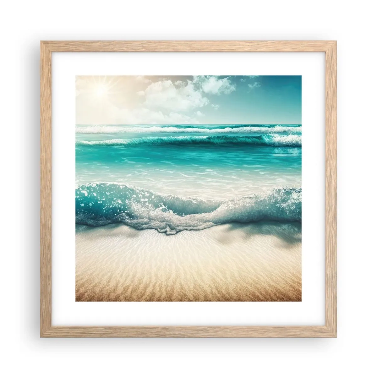 Póster en marco roble claro - Calma oceánica - 40x40 cm