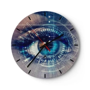 Reloj de pared - Reloj de vidrio - Un ojo rodeado de gráficos digitales - 30x30cm - Crees que me conoces - Decoración de pared moderna para salón, cocina y dormitorio ARTTOR