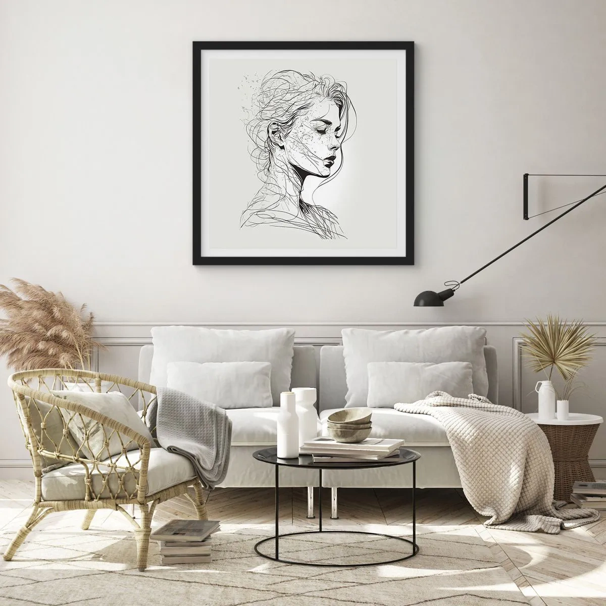 Póster en marco negro - Retrato de ensueño - 40x40 cm