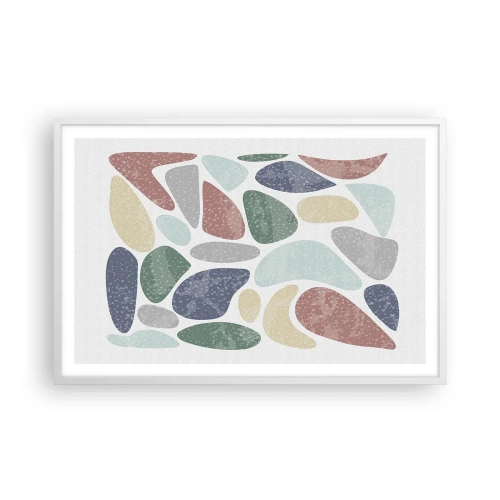 Póster en marco blanco - Mosaico de colores empolvados - 91x61 cm
