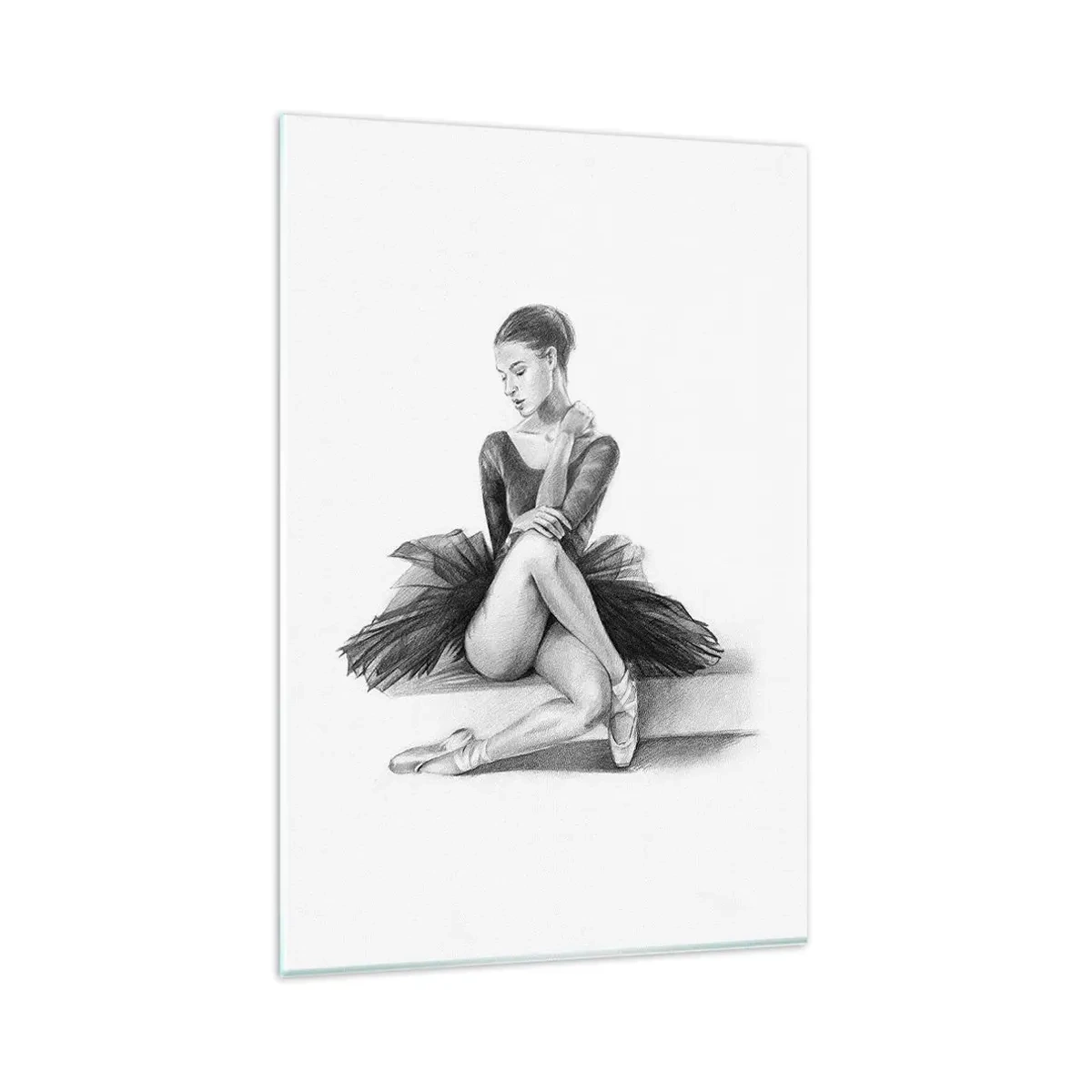 Cuadro sobre vidrio - Impresiones sobre Vidrio - Un boceto de una bailarina en un estilo sutil y clásico. - 80x120cm - Amante de la danza - Decoración de pared moderna para salón y dormitorio ARTTOR