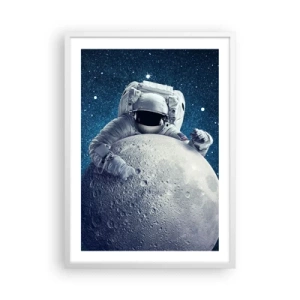Póster en marco blanco - Bromista espacial - 50x70 cm