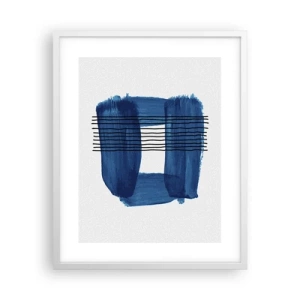 Póster en marco blanco - Composición azul y negra - 40x50 cm