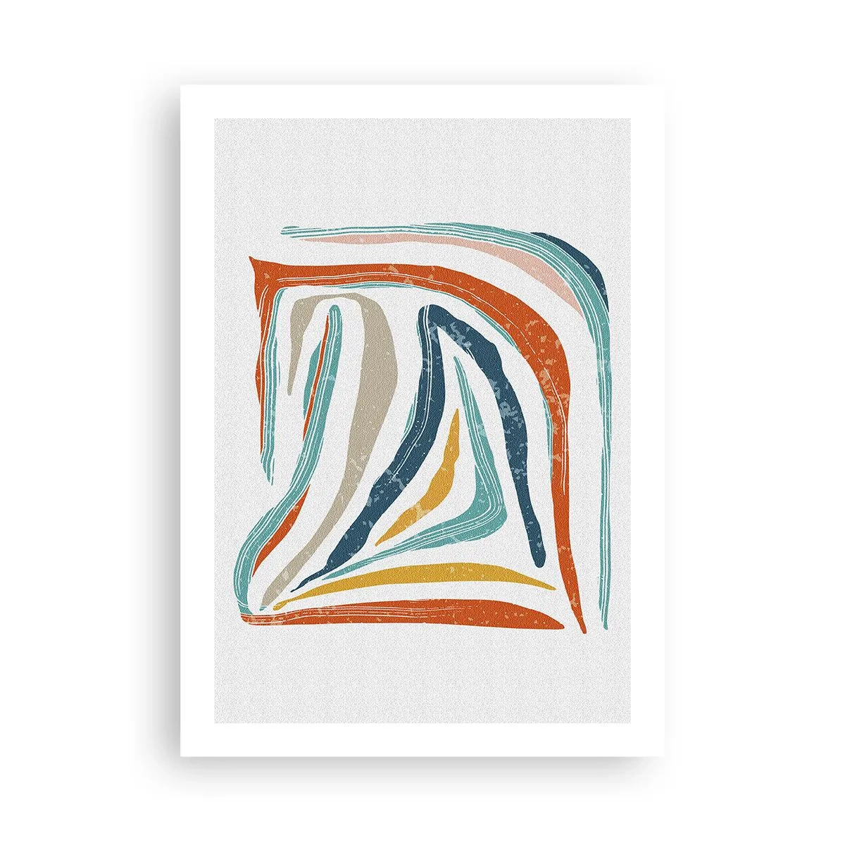Póster - Abstracción colorida con líneas orgánicas. - 50x70cm - Abstracción sonriente y amistosa - Decoración de pared moderna para salón y dormitorio ARTTOR