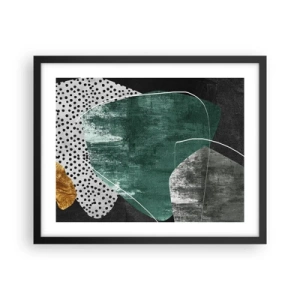 Póster en marco negro - Abstracción colorista con un copo de oro - 50x40 cm