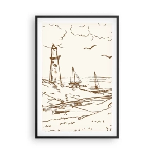 Póster en marco negro - Un esbozo de un recuerdo de verano - 61x91 cm